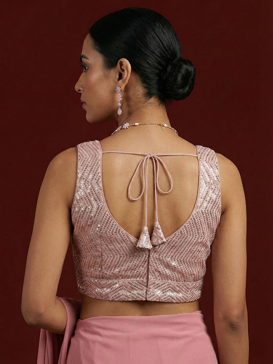 Embellished Pink Saree Blouse