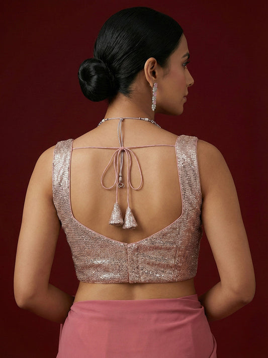 Embellished Pink Saree Blouse