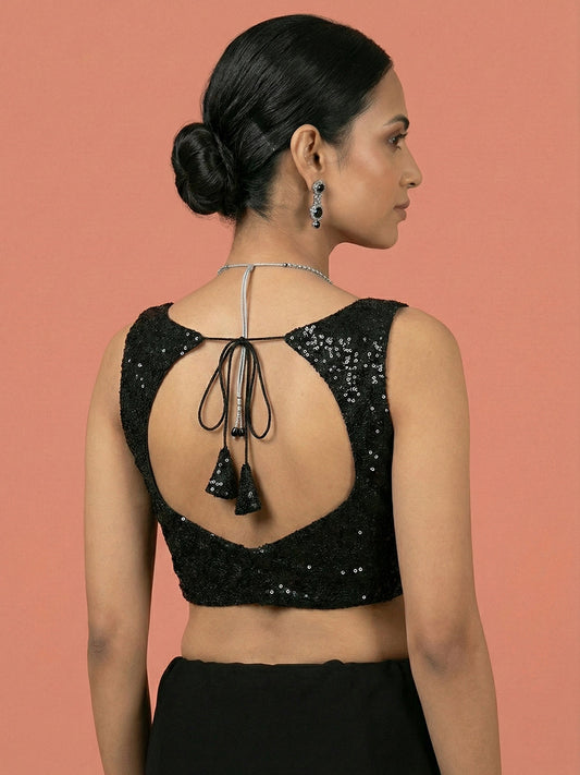 Embellished Black Saree Blouse