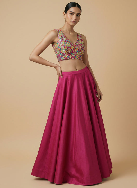 Viraasat Magenta Embroidered Designer Saree Blouse