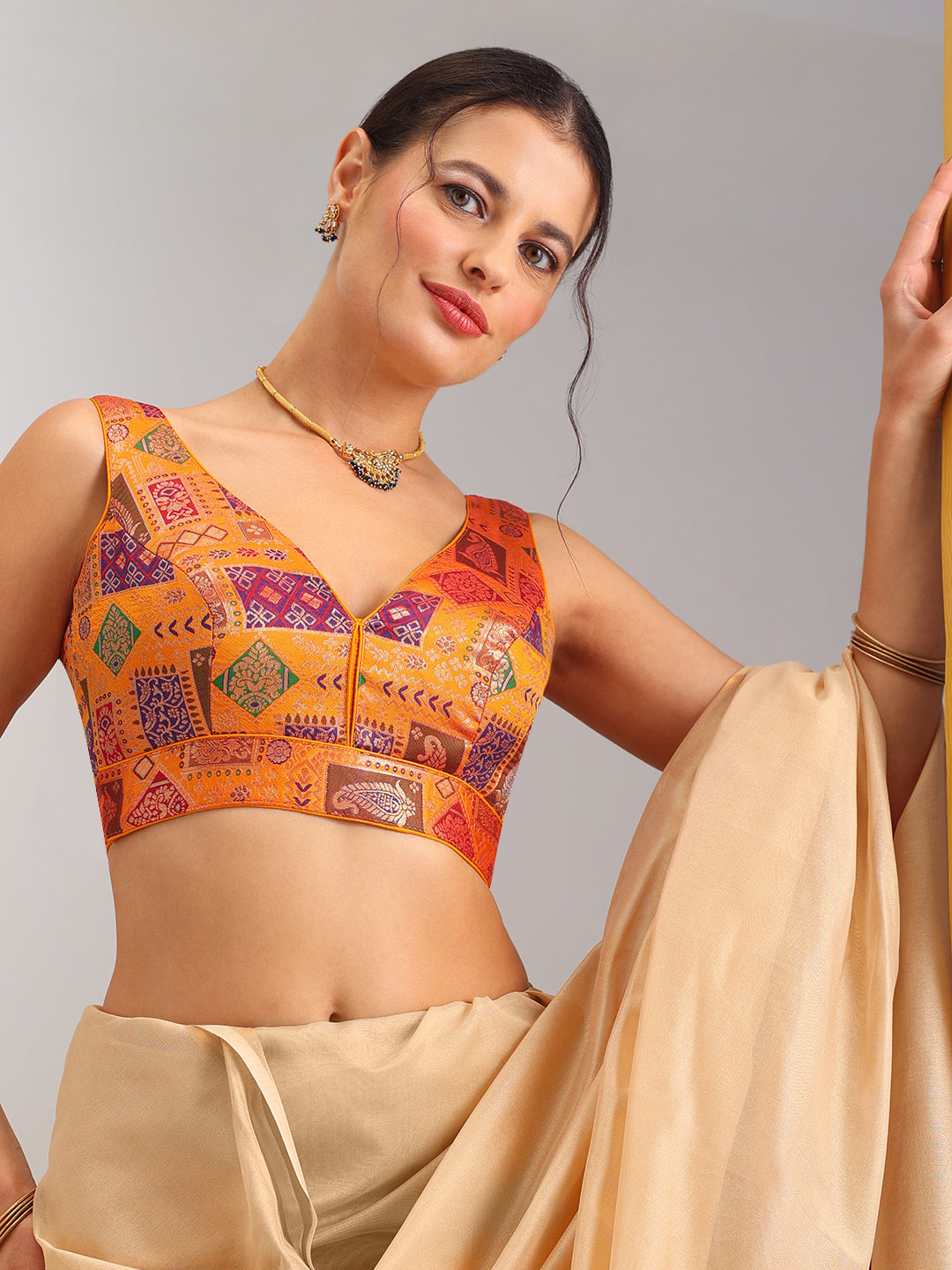 Women's Designer Printed Saree Blouse