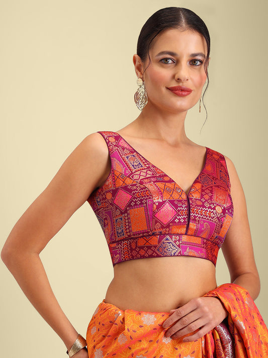 Women's Designer Printed Saree Blouse