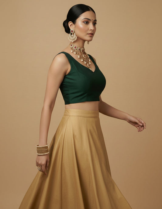 Capri Silk Padded V Neck Saree Blouse