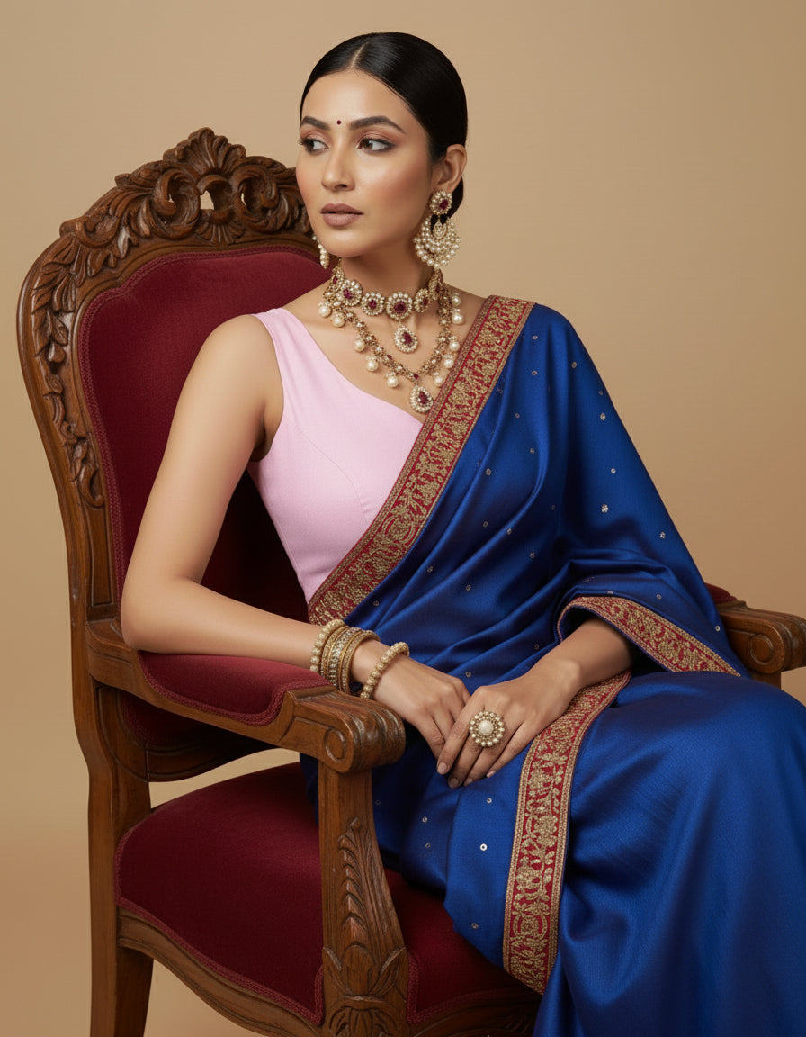Capri Silk Padded V Neck Saree Blouse