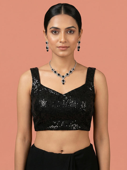 Embellished Black Saree Blouse