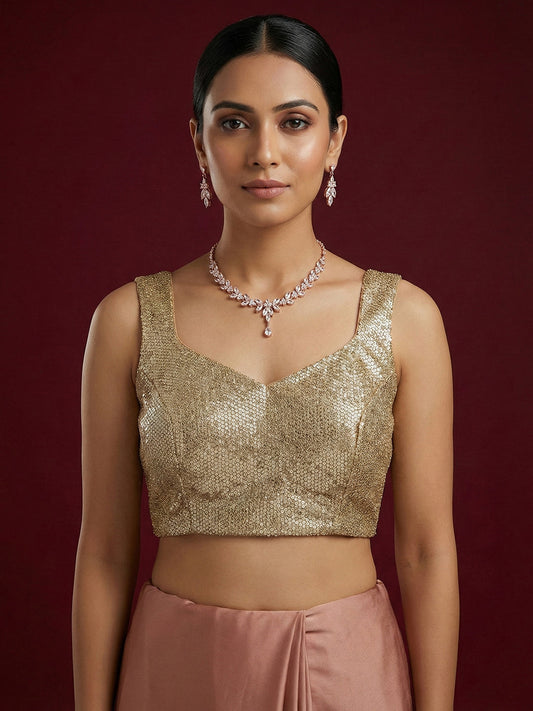 Embellished Gold Saree Blouse