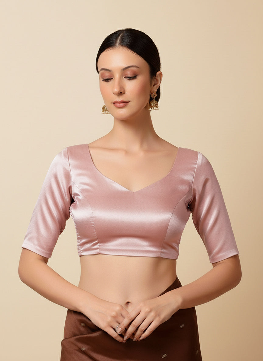 Satin Pink Stretchable Blouse