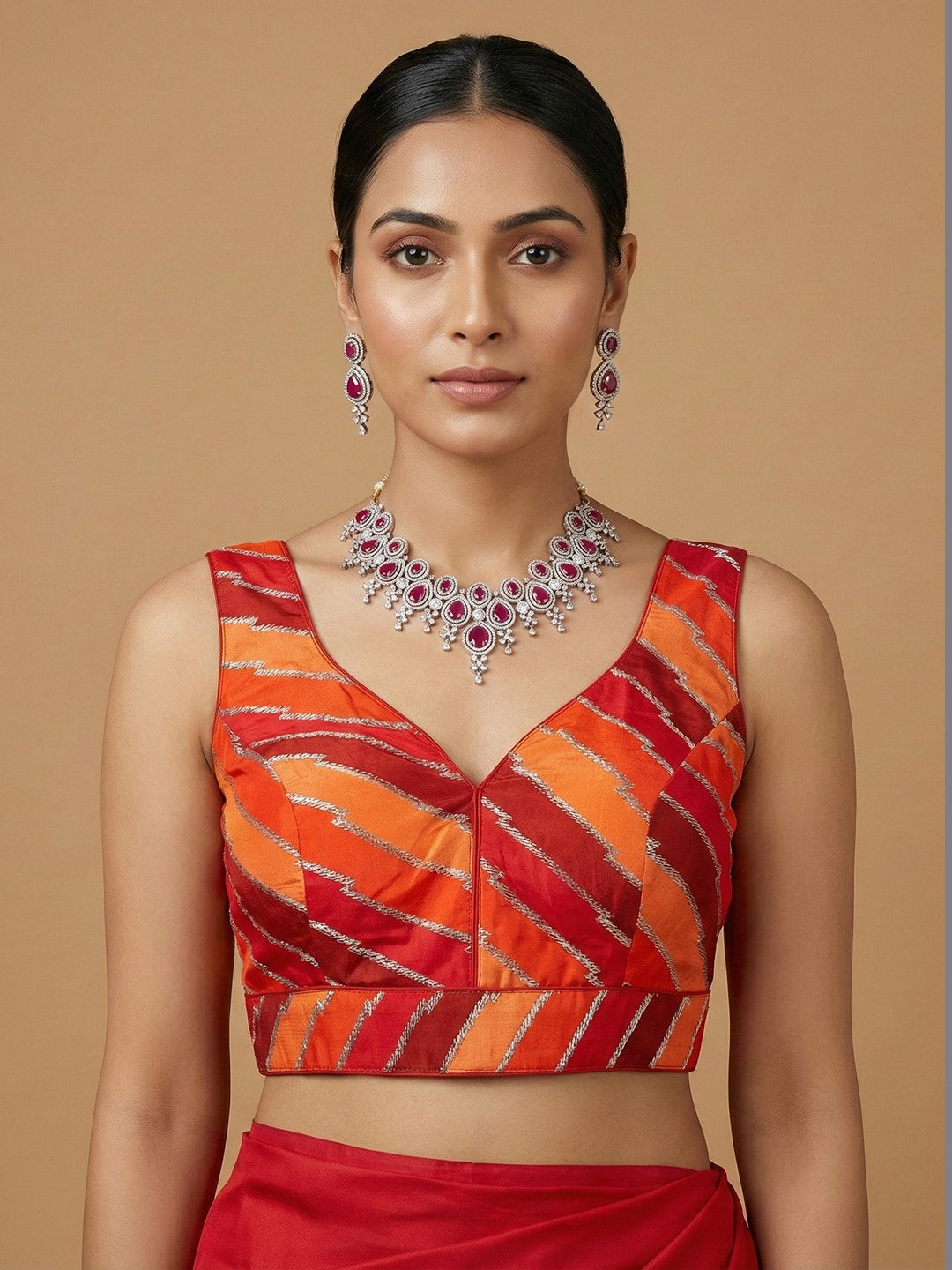 Multi Orange Coloured Blouse