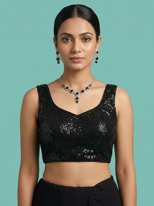 Embellished Black Saree Blouse