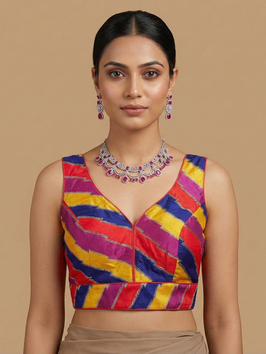 Multi Red Coloured Blouse