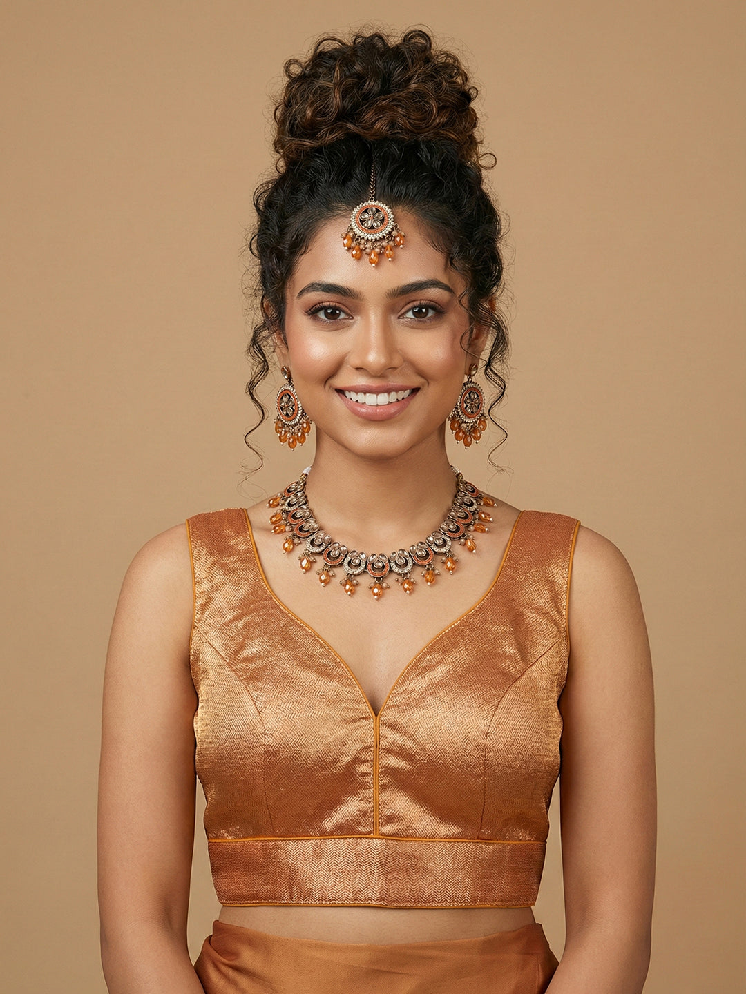 Woven Copper Design Blouse