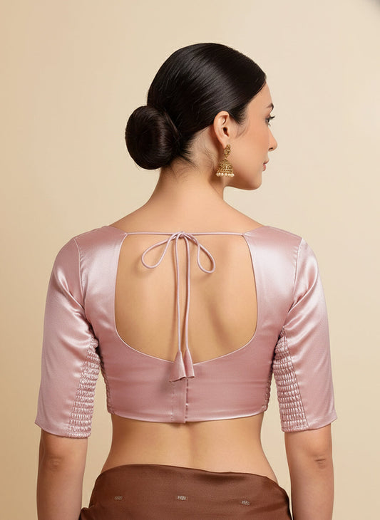 Satin Pink Stretchable Blouse