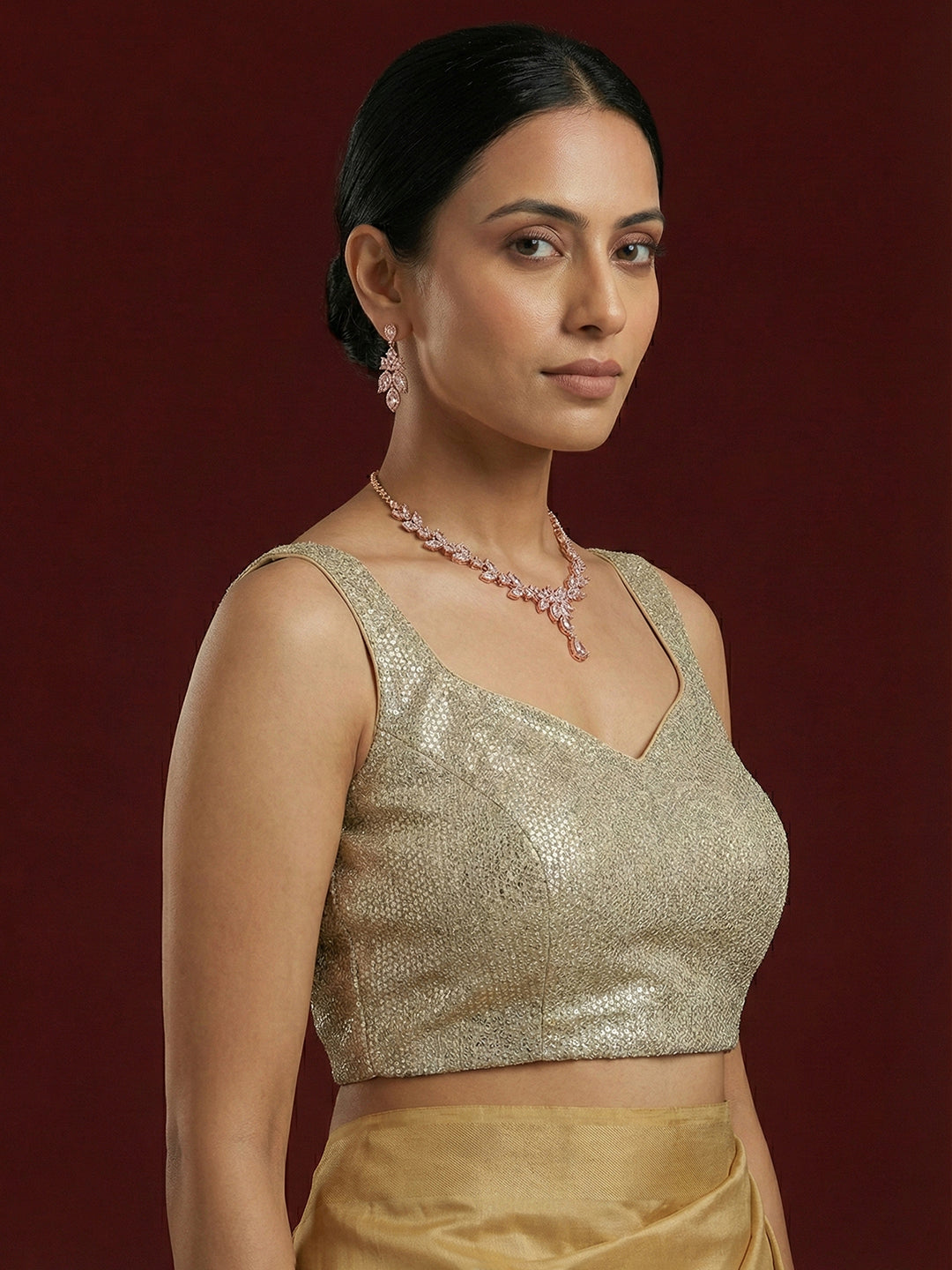 Embellished Gold Saree Blouse