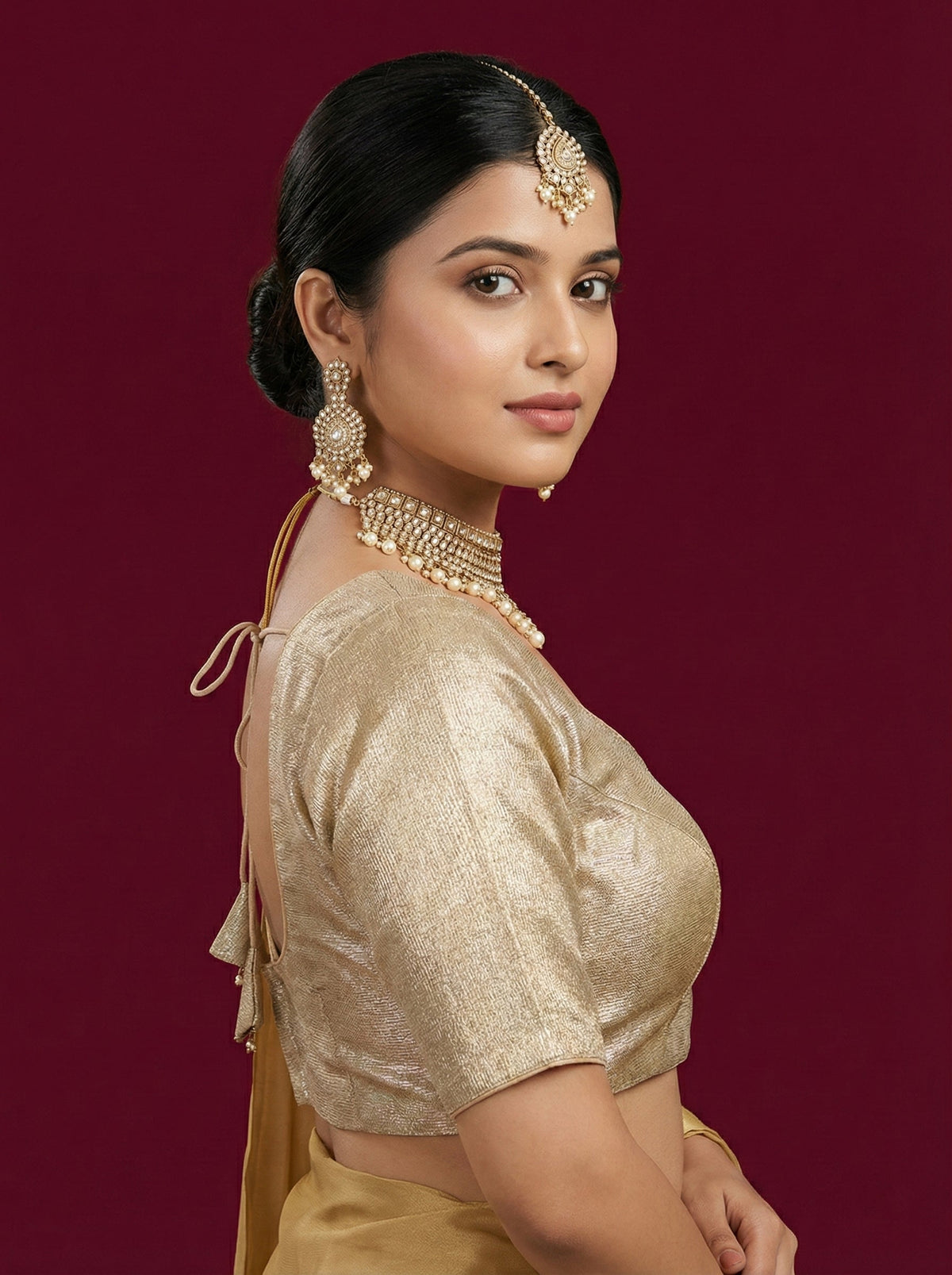 Plain Light Gold Tissue Blouse