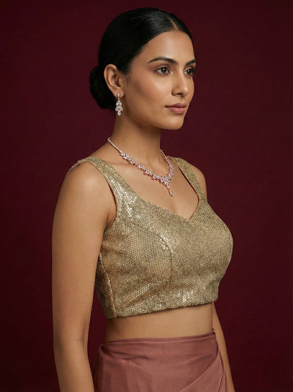Embellished Gold Saree Blouse
