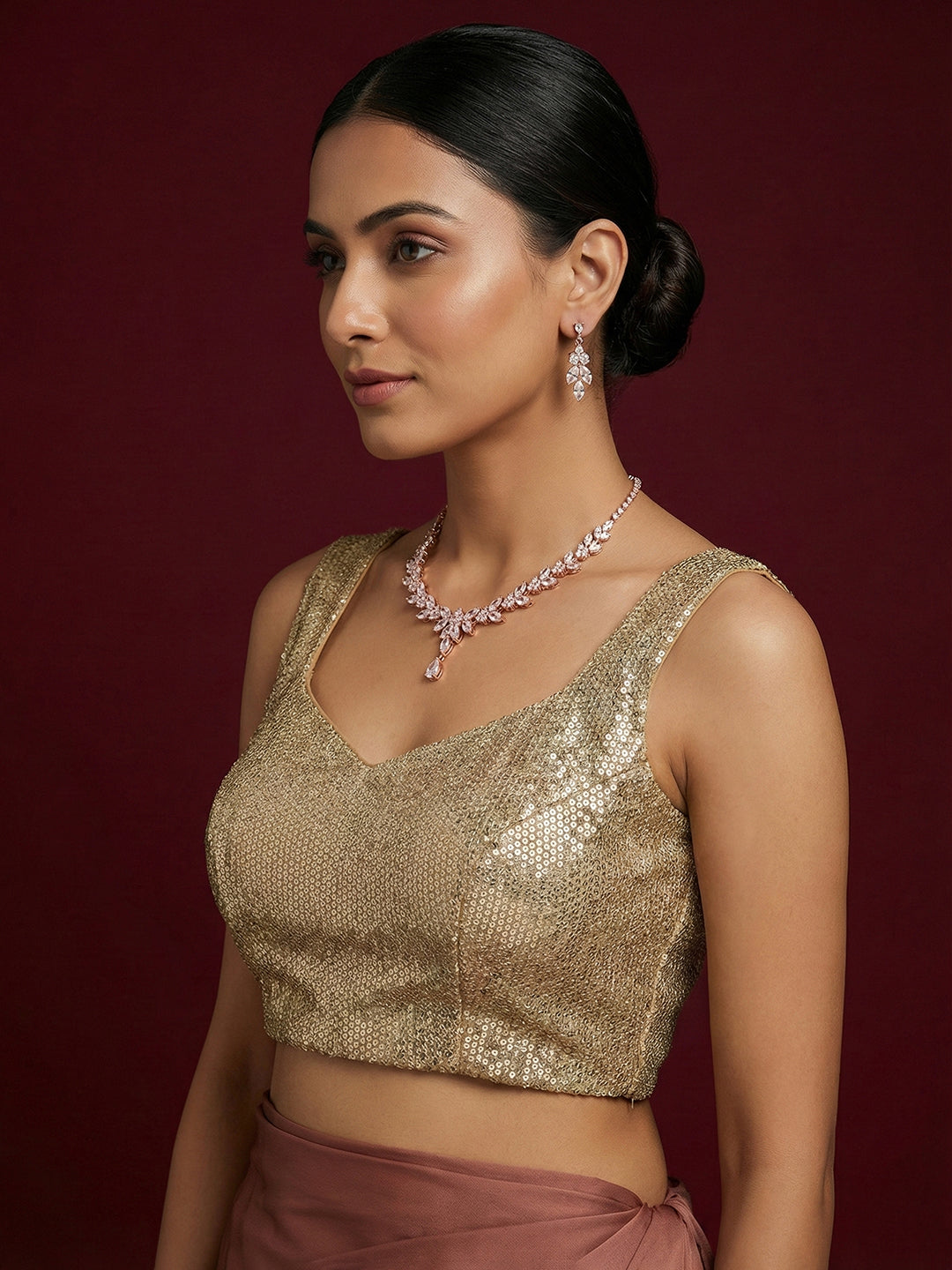 Embellished Gold Saree Blouse