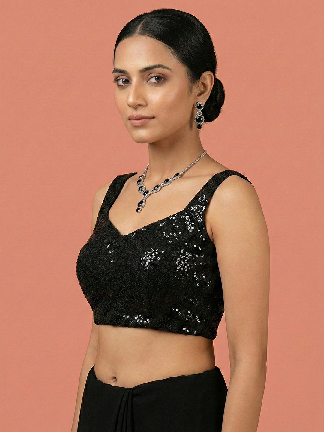 Embellished Black Saree Blouse