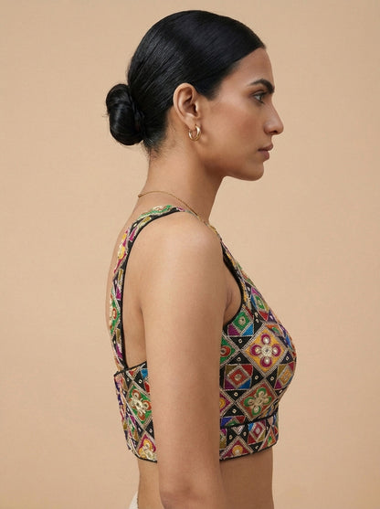 Viraasat Black Embroidered Designer Saree Blouse