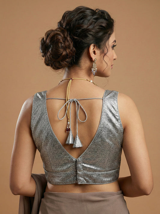Woven Silver Design Blouse