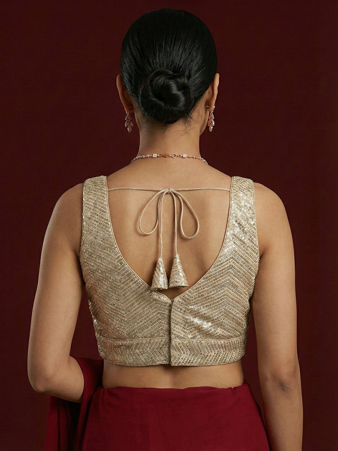 Embellished Gold Saree Blouse