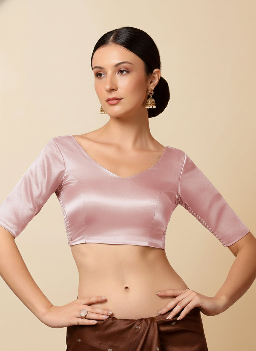Satin Pink Stretchable Blouse