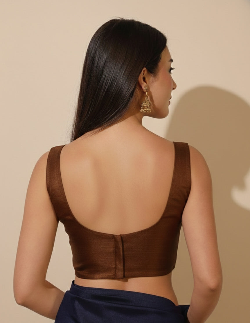 Silk Brown Saree Blouse