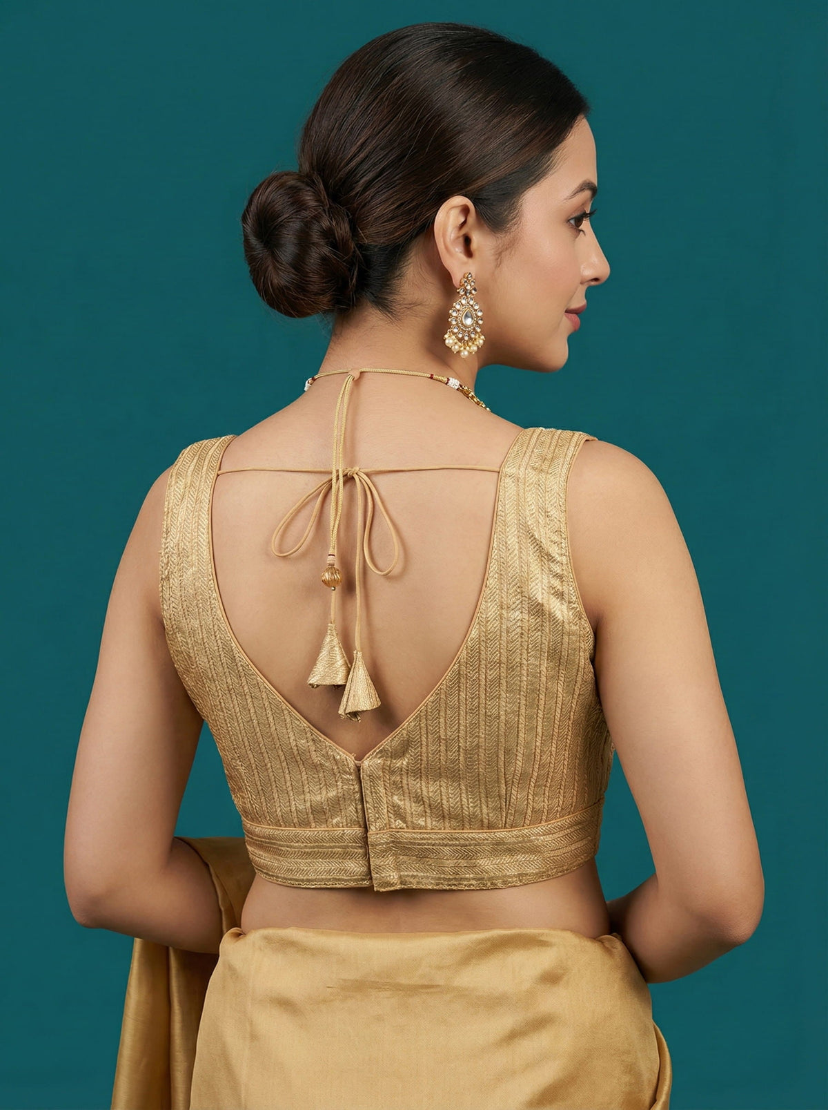 Woven Gold Design Blouse