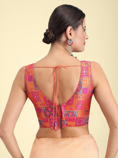 Woven Rani Multi Colour Design Saree Blouse