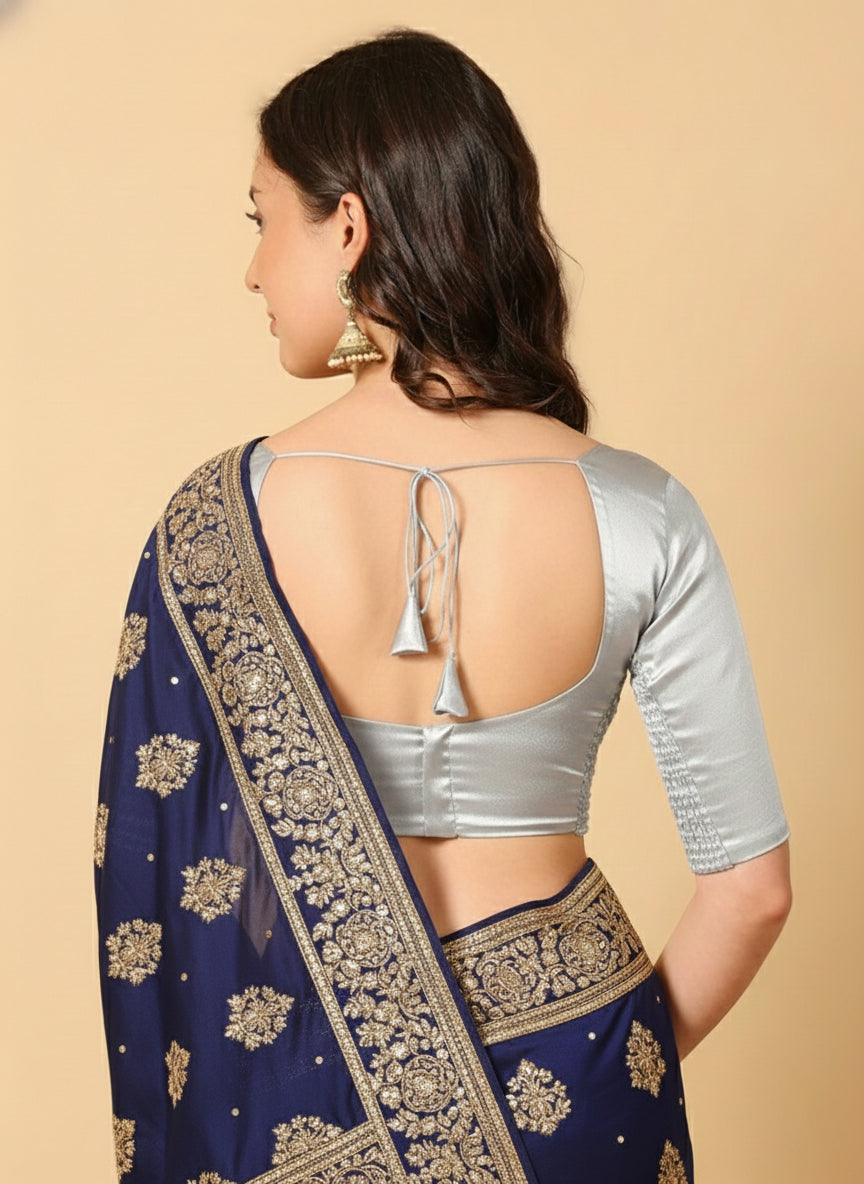 Satin Silver Stretchable Blouse