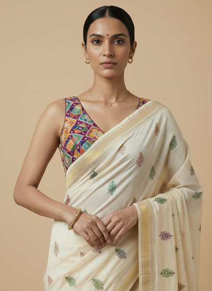 Viraasat Rani Pink Embroidered Designer Saree Blouse