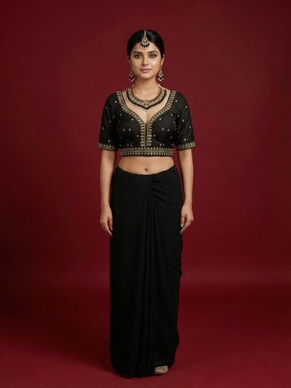 Women's Capri Silk Embroidered Saree Blouse