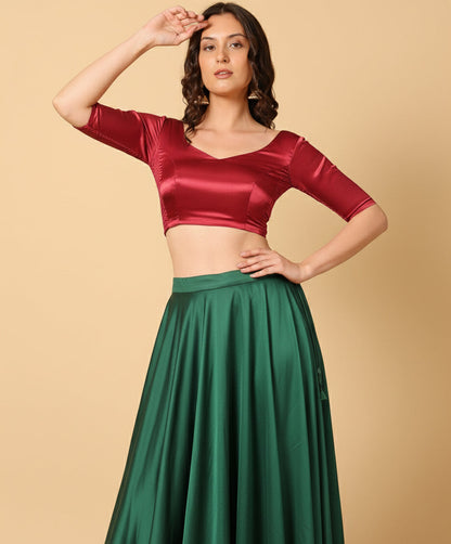 Satin Red Stretchable Blouse
