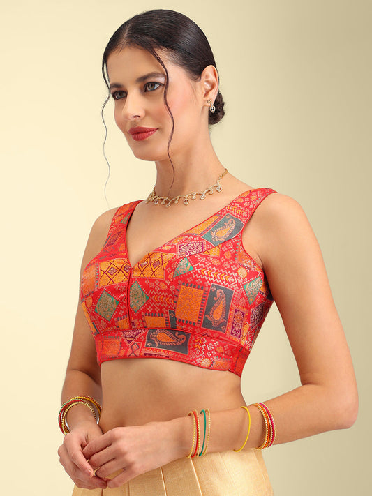 Women's Designer Printed Saree Blouse