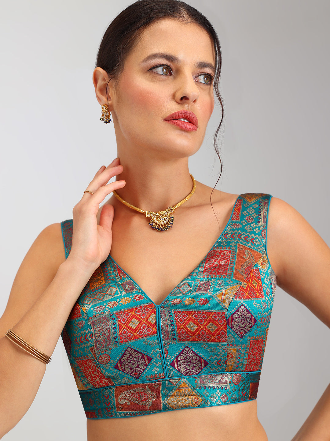 Women's Designer Printed Saree Blouse