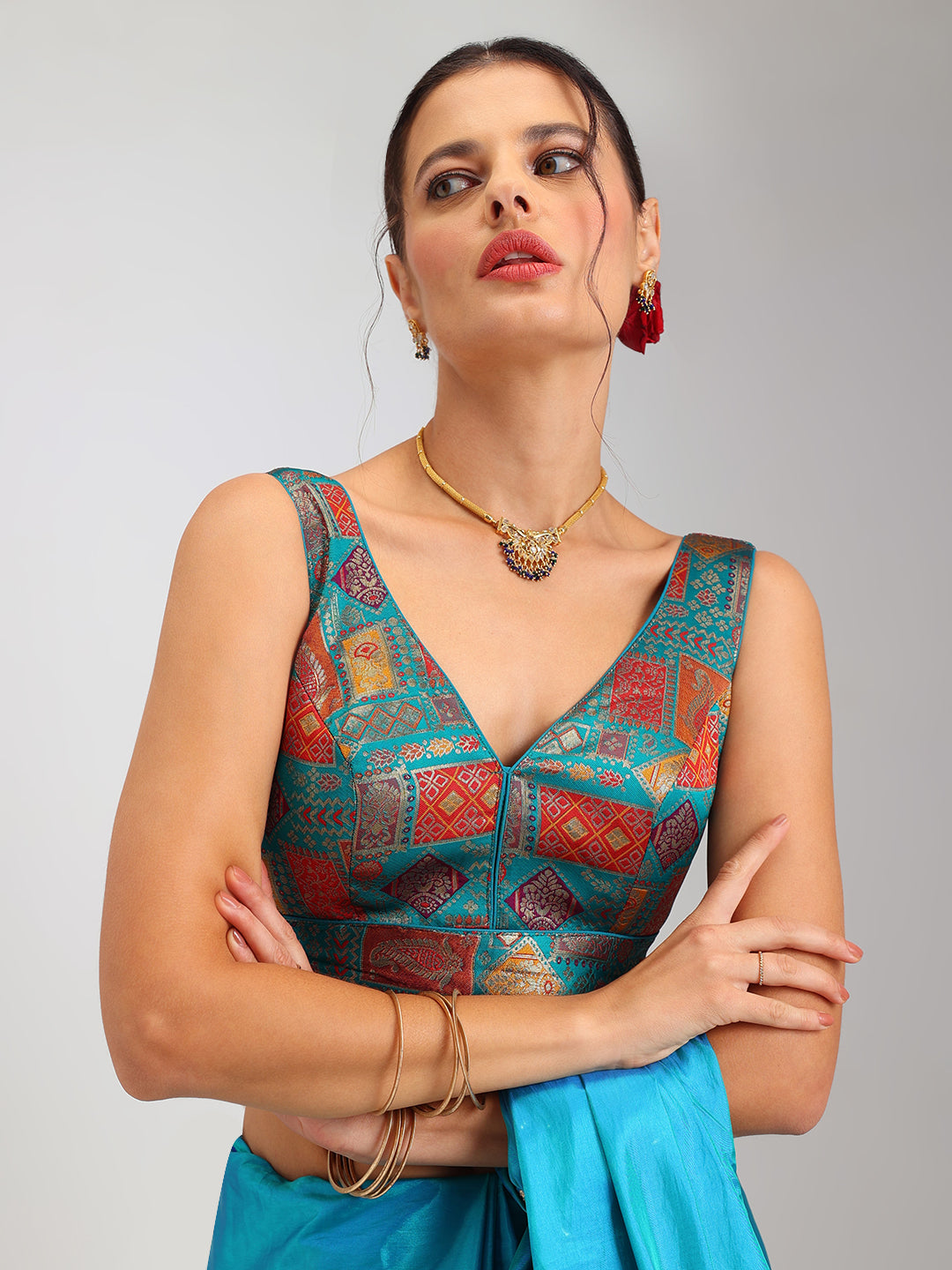 Women's Designer Printed Saree Blouse