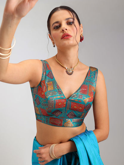 Women's Designer Printed Saree Blouse
