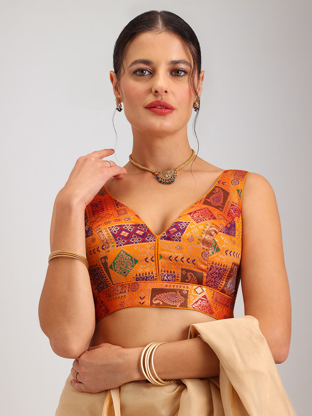 Women's Designer Printed Saree Blouse