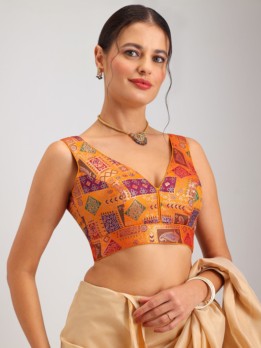 Women's Designer Printed Saree Blouse