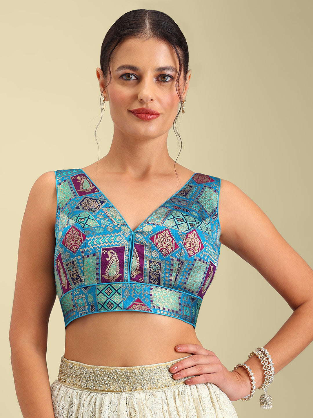 Women's Designer Printed Saree Blouse