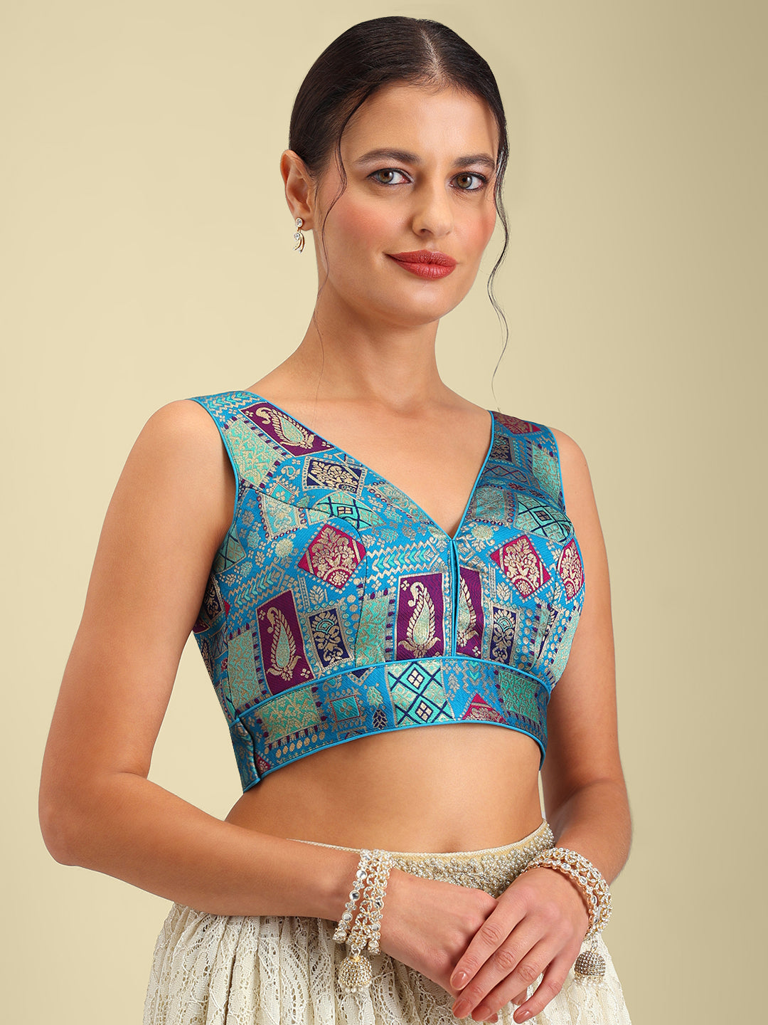 Women's Designer Printed Saree Blouse