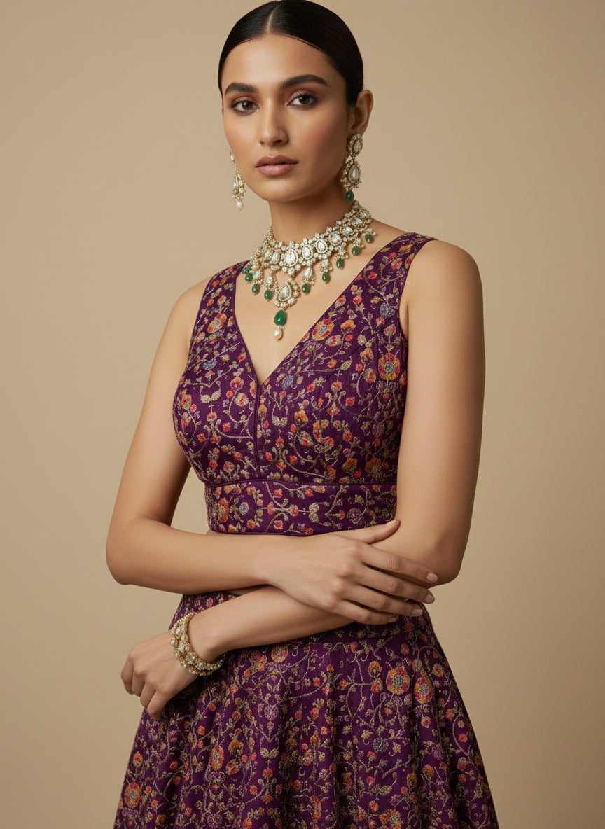 Women's Embroidered V Neck Saree Blouse