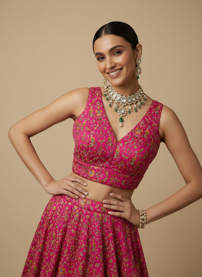 Women's Embroidered V Neck Saree Blouse