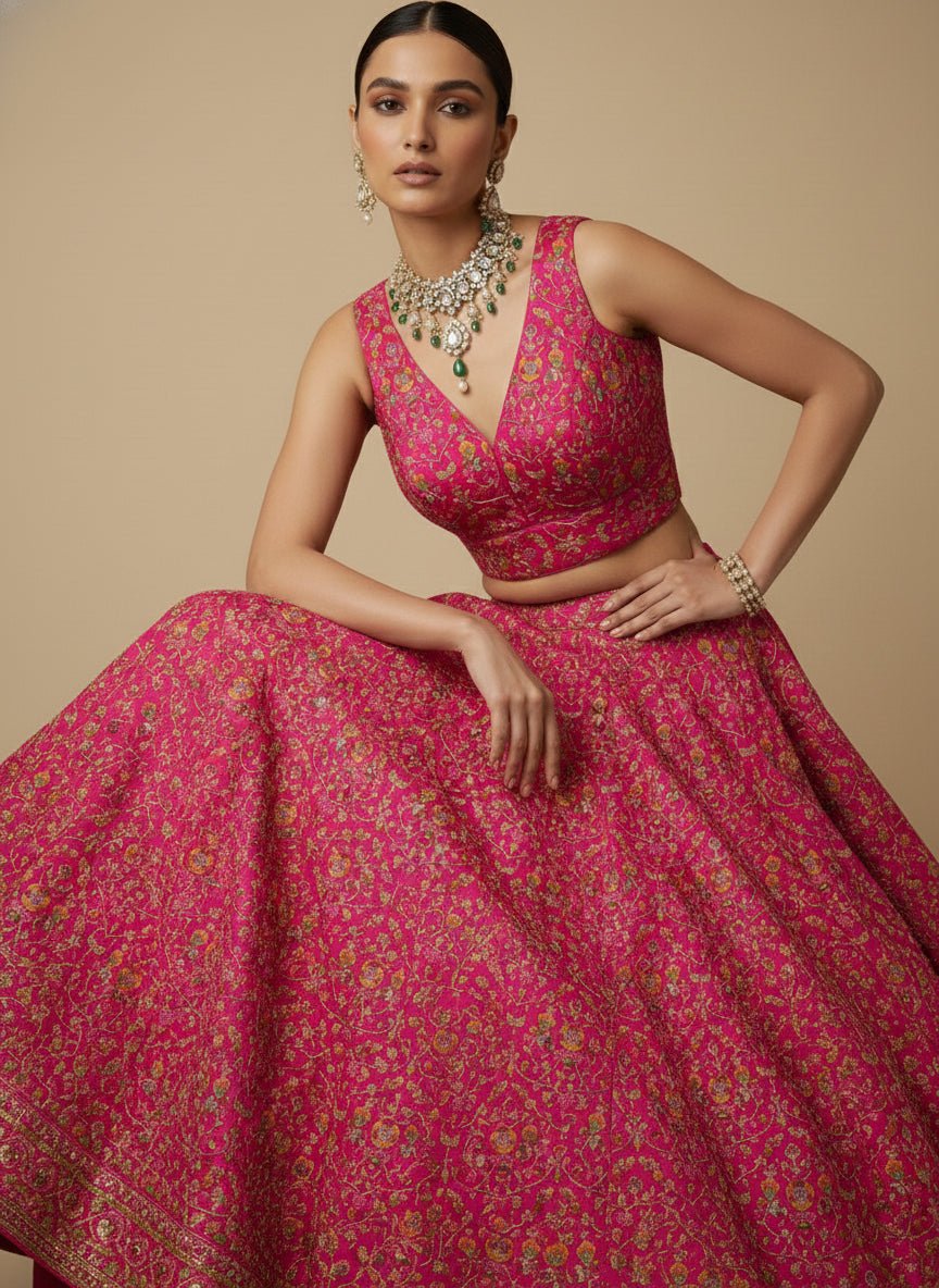 Women's Embroidered V Neck Saree Blouse