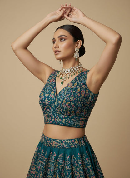 Women's Embroidered V Neck Saree Blouse