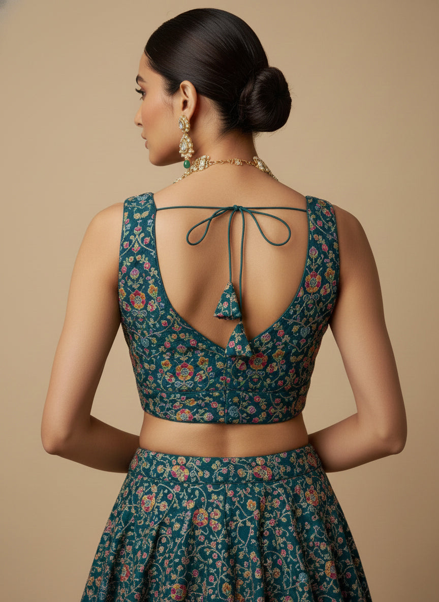Women's Embroidered V Neck Saree Blouse