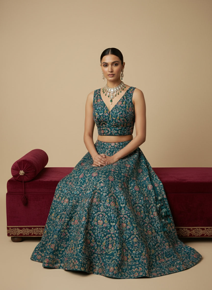 Women's Embroidered V Neck Saree Blouse
