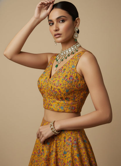 Women's Embroidered V Neck Saree Blouse
