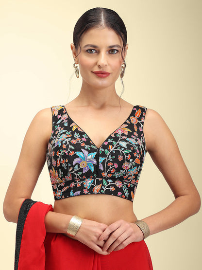 Women's Embroidered V Neck Saree Blouse
