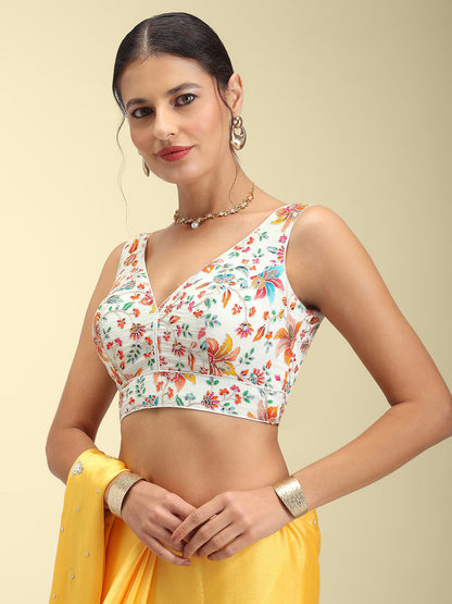 Women's Embroidered V Neck Saree Blouse