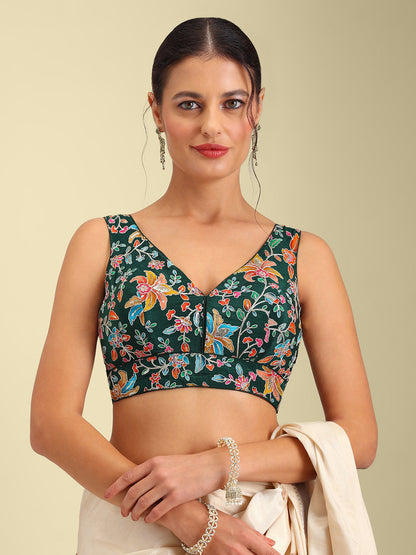 Women's Embroidered V Neck Saree Blouse